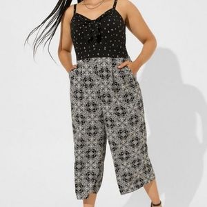 Torrid Tie Front Culotte Jumpsuit Stretch Challis Size 00